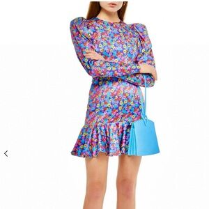 Designer Long Sleeve Floral Mini Dress